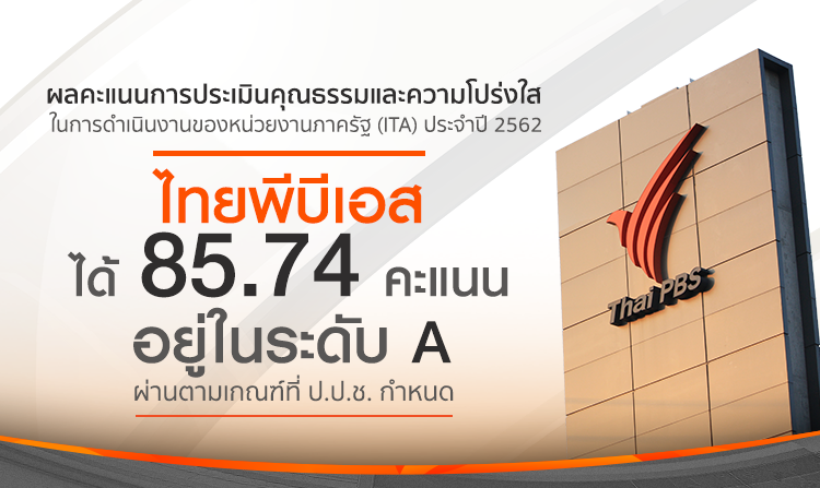 ไทยพีบีเอสได้ผลคะแนนการประเมิน ITA ประจำปี 2562 ที่ 85.74 คะแนน ระดับ A