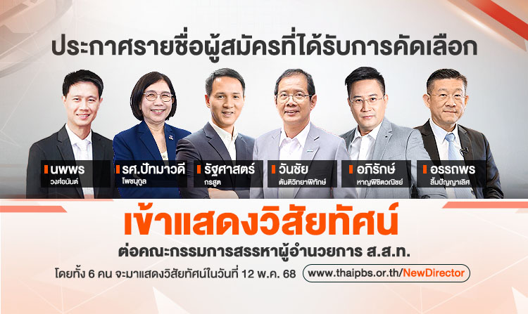 รายชื่อผู้สมัครที่ได้รับการคัดเลือกให้เข้าแสดงวิสัยทัศน์ต่อคณะกรรมการสรรหาผู้อำนวยการ ส.ส.ท.